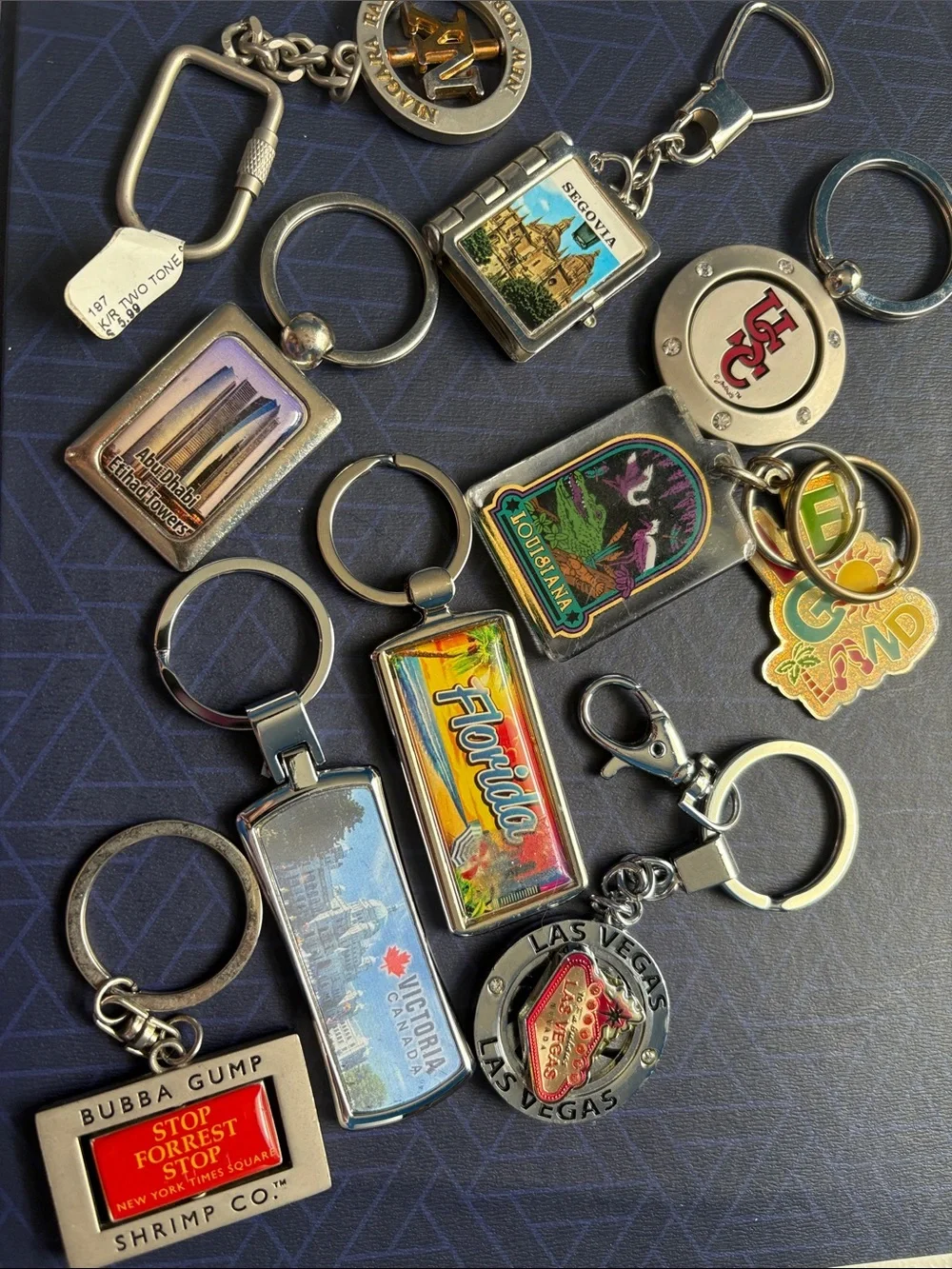 Assorted Travel & Souvenir Keychain Lot - Colorful Metal Accents